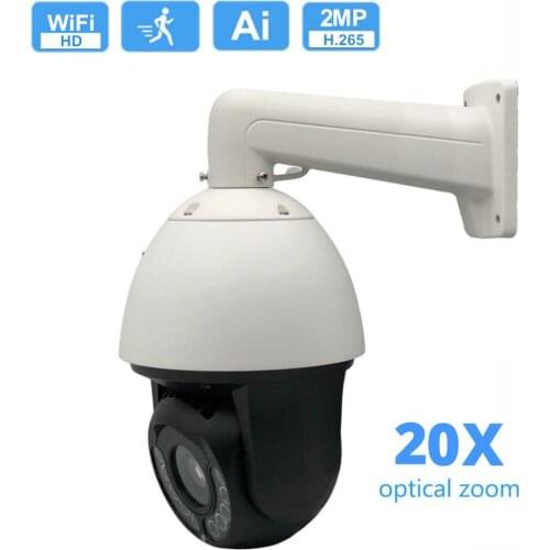 H.265 PTZ Wifi IP Camera 1080P Speed Dome AI Human Detect 20X Zoom RTSP 2-Way Audio Auto Tracking CCTV Network Wireless Camera