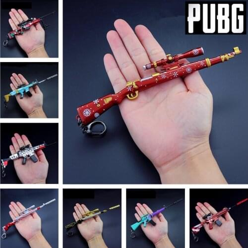 PUBG Game Playerunknowns Battlegrounds Cosplay Props Christmas Camouflage Graffiti 98K M416 AWM Gun Keychain Toys 6Pcs/Set New