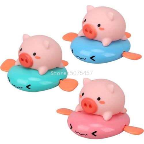 Bath Toys Cute Cartoon Animal Pull The Bath Toy Pig Classic Baby Water Toy Infant Swim Wound-up Chain Clockwork Kids Beach Toys