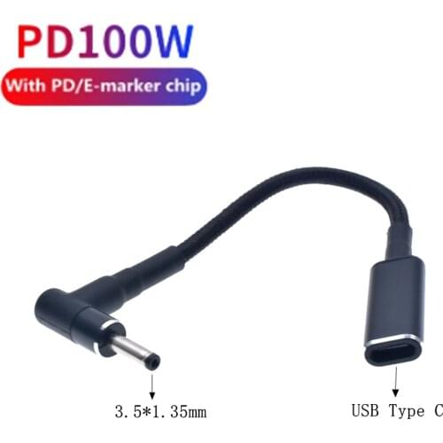 100W USB Type C PD Fast Charging Cable Cord USB C Female to 3.5*1.35mm Male Plug Adapter Converter for Jumper Ezbook Laptop PC