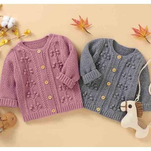 Baby Boys Girls Cardigan Sweater Autumn Spring Knitted Cardigan Sweater Baby Clothes Toddler Little Ball Sweater Kids Coat