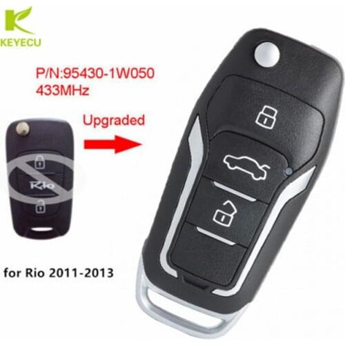 KEYECU Upgraded Flip Remote Car Key Fob 3 Button 433MHz ID46 for KIA Rio 2011 2012 2013 P/N: 95430-1W050