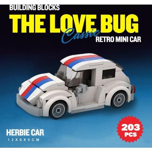Moc Technical Car Mini Famous Car Herbieal Building Blocks Speed Champions Supercar Model Educational Bricks Toys for Childre