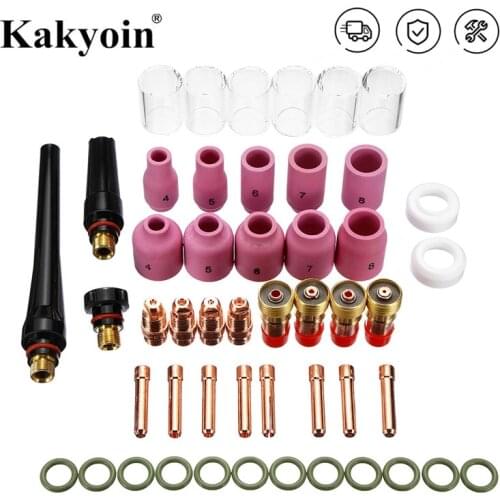 49PCS Welding Torch Stubby Gas Lens For WP-17/18/26 TIG 10 Pyrex Glass Cup Kit Durable Practical Welding Accessories