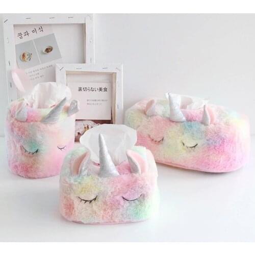 Creative Unicorn Towel Set Tissue Box Bedroom Desktop Decoration Girl Heart Tissue Set I Pink Pink Plush Home Towel Set