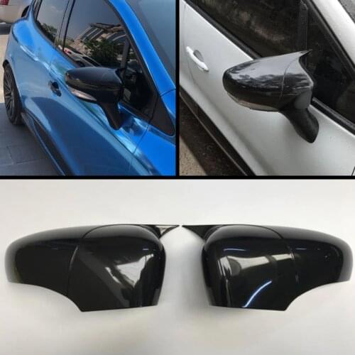 2 Pieces High Quality ABS Plastic Bat Style Mirror Covers Caps RearView Mirror Case Cover Piano Black For Renault Clio 4 MK4