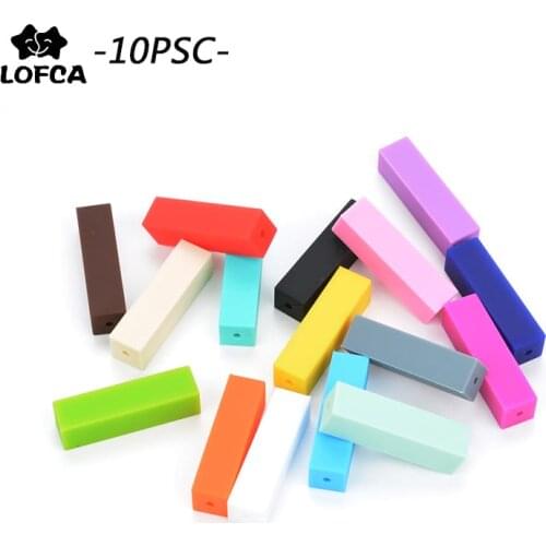 LOFCA Wholesale 10pcs/lot Silicone Cuboid Beads For Baby Teether Necklace Jewelry Making BPA Free DIY Baby Toys Nursing Teething