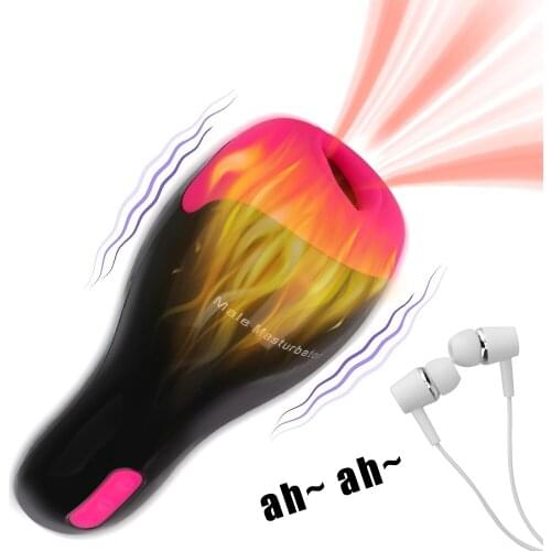 Blowjob Masturbator Automatic Heating Sucking Vibrator Adult Product 12 Frequency Male Masturbation Cup Voice Sex Cup