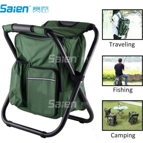 Multifunction Folding Cooler and Stool Backpack , Hiking Camouflage Seat Table Bag Camping Gear for Outdoor