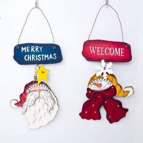 Cartoon Wooden Flying Santa Claus Christmas Pendant Xmas Tree Hanging Ornaments Window Display Party Decoration Kids Toy