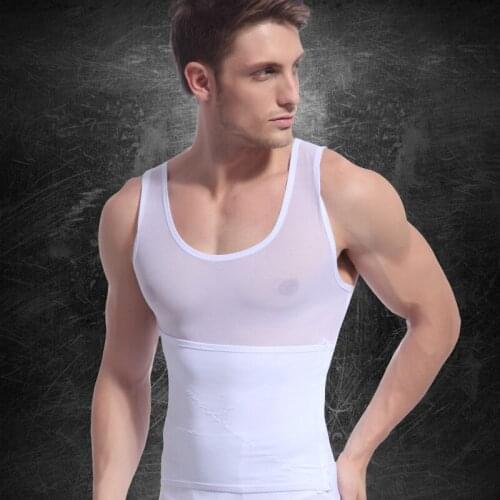 2019 Mens Tank Tops slimming t shirt Mesh Body Shaper Compression waist corsets underwear Male Breathable cinto masculino