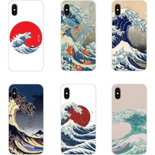 Wave Art Japanese Green Illust For Xiaomi Redmi 4A S2 Note 3 3S 4 4X 5 Plus 6 7 6A Pro Pocophone F1 Soft Transparent Shell Cases