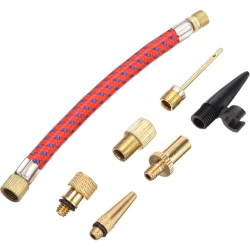 7pcs Presta to Schrader Pumping Adaptor Bicycle Air Pump Valve Nozzle Inflator Tube Kit Bicycle Tyre Inflatable Toys Air Refill