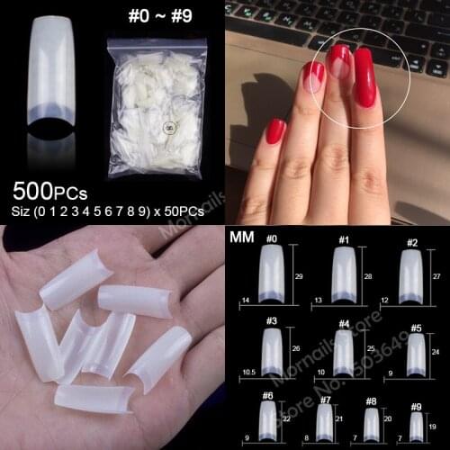 500pcs/pack Half Cover French False Nail Tips 10 Sizes Fake Nail Manicure Acrylic UV Gel Nail Tips