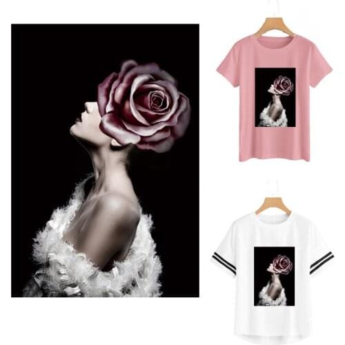 Iron Sticker For Clothing Abstract Rose Girl Patches Clothing Deco Diy Accessory Washable Heat Transfer Badges New Patch Iron