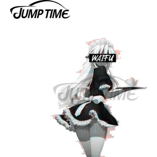 Jump Time 13 x 7.5cm For Maid Waifu Personality Car Stickers Fashion Decal DIY Occlusion Scratch Waterproof Decoration