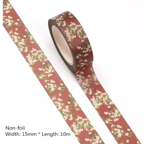 NEW 10pcs/lot 15MM*10m Ancient Flowers Decorative Washi Tape Scrapbooking Masking Tape Office Supply Adhesive Kawaii Stationery