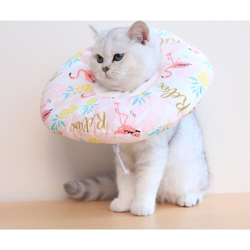 Flamingo Pattern Pet Wound Healing Protection Collar Anti Seizing Prevent Licking Cat Sterilization Restore Collar Cat Grooming
