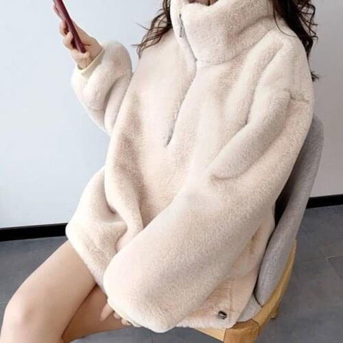 Coats Women Winter Warm Top Fashion Faux Rabbit Casual Loose Ukraine Fake Fur Coat Elegant Thick Warm Outerwear Jacket