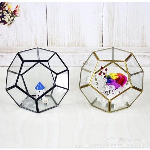 Polyhedron Glass Flower Succulent Pot Geometric Terrarium Container Orchid Planter Gardening For Window Sill Tabletop Display