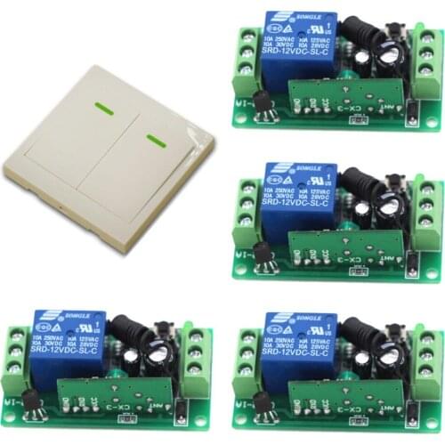 DC24V 12V 9V Ceiling Lamp Light LED Remote Control Switch Wireless Wall Pannel Transmitter Input Output RF 4Receiver Smart Home