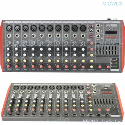 MG12 12 Channel Professional Mixer DJ Audio Console es Sound Mixing Bluetooth Portable 7-Band EQualizer Live Sound Effects