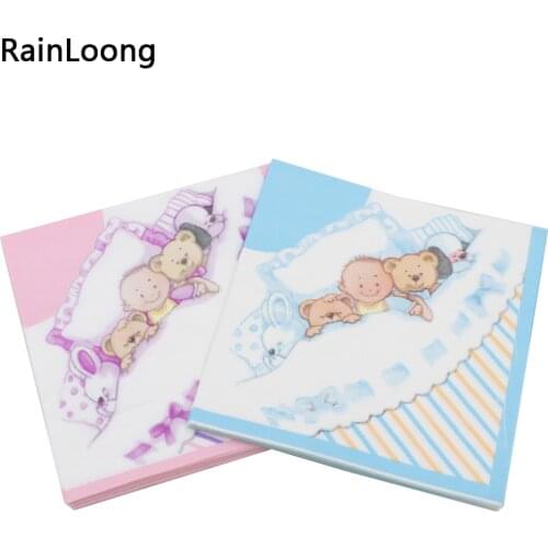 [RainLoong] Printed Cartoon Baby Paper Napkin Event & Party Supplies Tissue Napkin Serviettes Decoupage 33*33cm