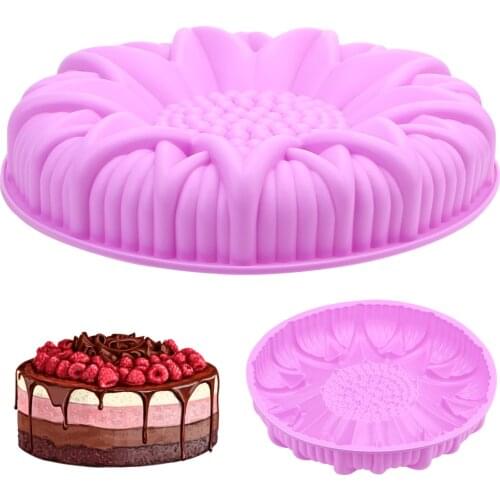 Handmade Bread Loaf Pizza Toast Tray 3D Fondant Cake Mould Round Sunflower Silicone Mold DIY Cake Decorating Tools Bakeware