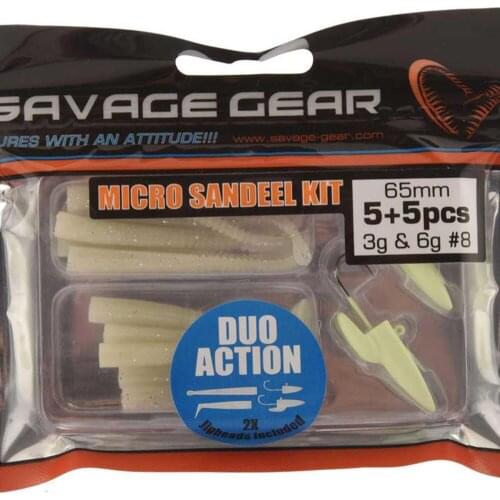 Savage Gear Lrf Micro Sandeel Kit 1 + 1 5 + 5 Artificial Bait Sea and Fresh Water Fishing Micro jigging LRF Fake