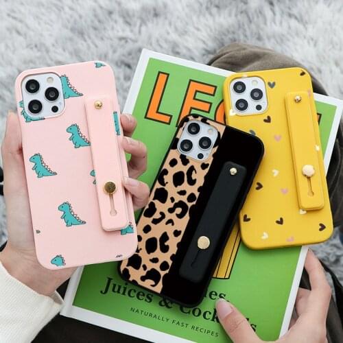 Wrist Strap Holder Phone Case For iPhone 12 Mini 11 Pro Max XR Xs X 7 8 6 5 5S 6S Plus SE 2020 Candy Color Silicone Bumber Cover