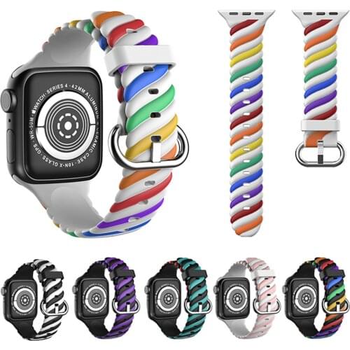 Candy Silicone Strap for Apple Watch Band 6 44mm 40mm 38mm 42mm Soft Belt Bracelet for iWatch Series SE 6 5 4 3 Sports Wristband