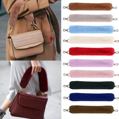 Replacement Women Plush Bag Strap Shoulder Handbag Strap Belt Faux Fur Bag Belts Accessories Handbag Plush Decorative Chain