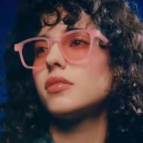 New Square Frame Women Men Sunglasses Silver Tan Pink Yellow Lens UV400 Eye Protection Girl Sexy Ladies Fashion Outdoor Eyewear