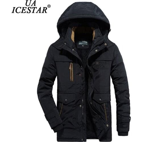 UAICESTAR Winter Jacket Men Fleece Hooded Thicken Warm Parkas Fashion Casual Coat Large Size L-6XL Windbreaker Mens Jackets