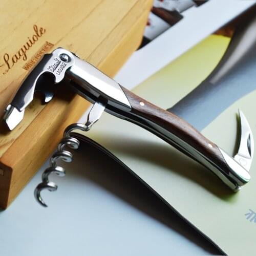 Christmas Gift Laguiole Wooden Wine Corkscrew Opener Sacacorchos Stainless Steel Bottle Opener Waiters with Wooden box Pakcing
