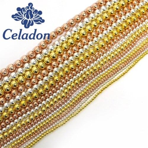 Vintage Hot Round Bead Hematite Gold Rose Golden 40cm Length For DIY Making Bracelet Necklace Jewelry Support Wholesale