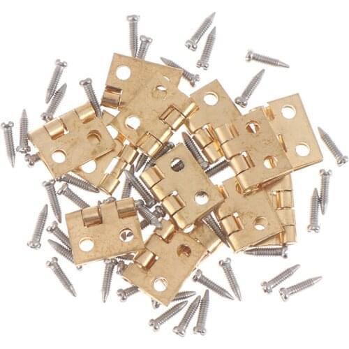 12Set Mini Metal Hinge Golden For 1/12 House Miniature Cabinet Furniture Brass Hinge Dollhouse Miniature Cabinet Closet
