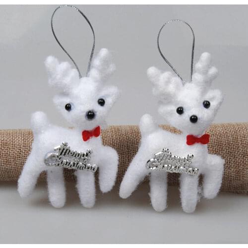 2Pcs/Bag Lovely White Foam Christmas Bear Deer For Christmas Tree Pendant Decoration Kids Gift Home Ornaments Decoration