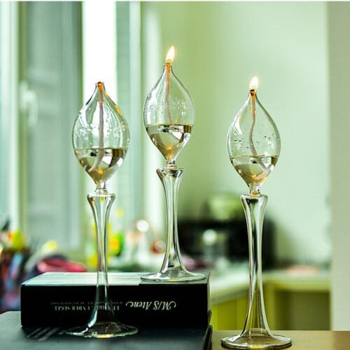 Free Shipping Big Size Tall Form Transparent Glass Oil Lamp Wedding Decoration Handcraft Candle Light Friend Gift