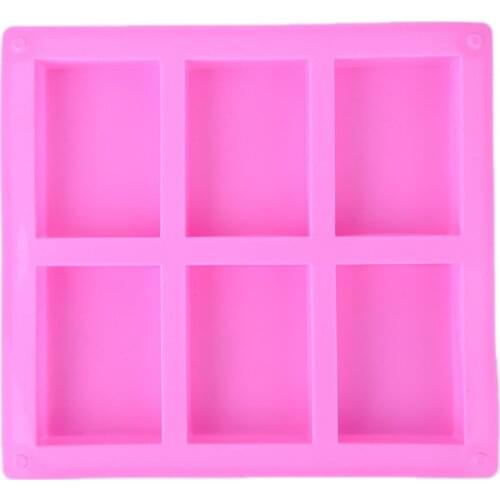 6 Cavities Handmade Rectangle Square Silicone Soap Mold, Chocolate, Cake, Bread, Biscuit