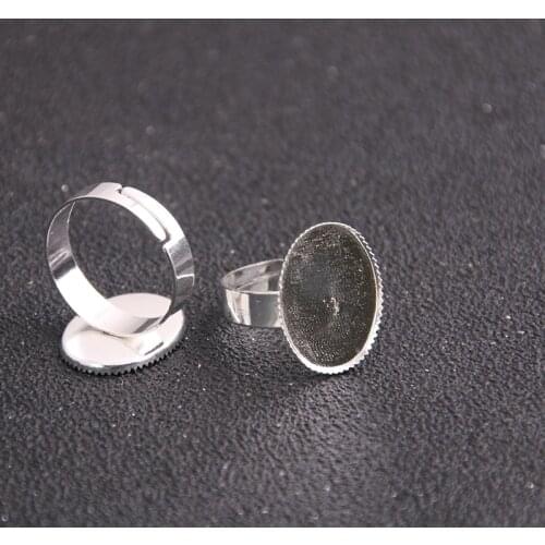 6pcs/lot Fashion Vintage Adjustable Ring Bases Blanks 18*13mm Plating Cabochon Rings