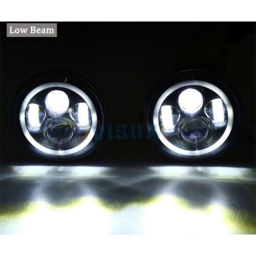 1/2PCS 7Inch LED Headlight Halo Angle Eyes Led Headlamp Hi/Low beam white Amber Turn Signal lamps for JEEP Wrangler Motorcycle