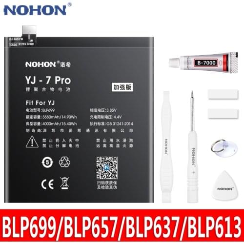 NOHON Battery For Oneplus BLP699 BLP657 BLP637 BLP613 For One Plus 1+ 7 Pro 6 5 5T 3 A6000 A5001 A5010 A3001 Replacement Bateria