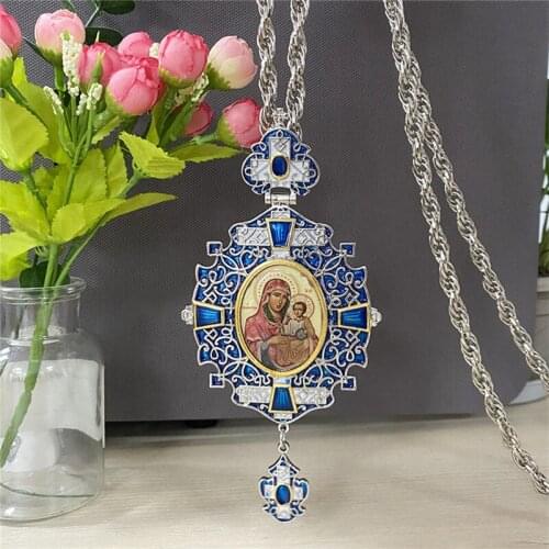 Punk Catholic Orthodox Alloy Medallion Men Necklace Pendant Jewelry Gift For Women Religious Jewelry Chain Jewelry with Box