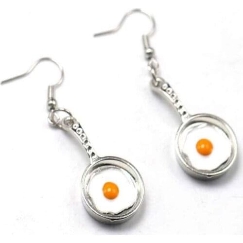 Fashion Enamel Omelette Sun Egg Pan Shape Earrings For Women DIY Fashion Jewelry Drop Dangle Hook Earrings Finding Making Bijoux