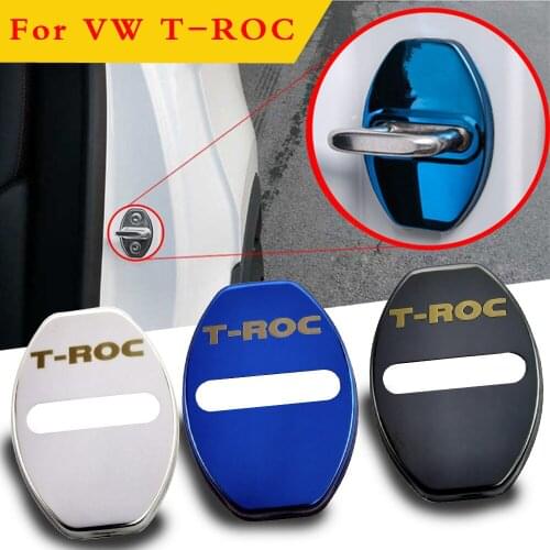 FLYJ 4PCS Car Door Lock Car sticker cover Protect Buckle car Accessories interior For VW Volkswagen T-ROC R-line TROC rline
