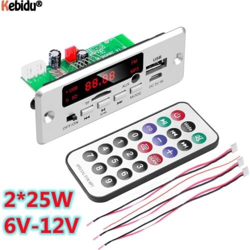 Handsfree DC 6V-12V 2*25W Amplifier MP3 Player Module Bluetooth V5.0 Decoder Board 50W Amplifier Car FM Radio Module mp3 players