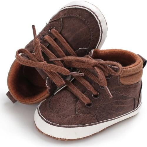 Newborn Baby Boy Girl Crib Shoes Casual Warm Soft Bottom Anti-slip First Walkers Lace-Up Sneakers Prewalker 0-18 Months