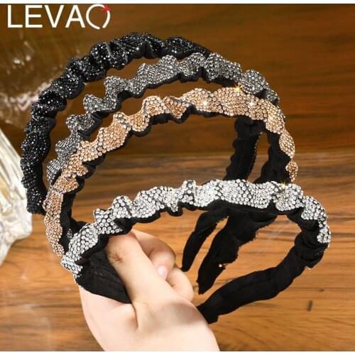 Levao Luxury Rhinestone Headbands For Women Full Crystal Hairbands Elastic Hair Hoop Bezel Baroque Hair Accessories Headwear