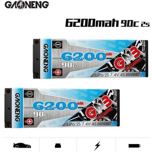 GAONENG GNB 7.4v 6200mAh 90C PLUS LiPo Battery For Remote Control Car Racing Spare Parts With Shell Upgrade LiHV 2S Battery